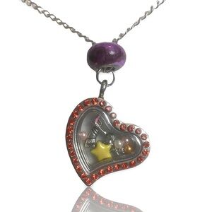 COWGIRL boutique heart charm locket pendant necklace + FREE CHARM EXTRAS